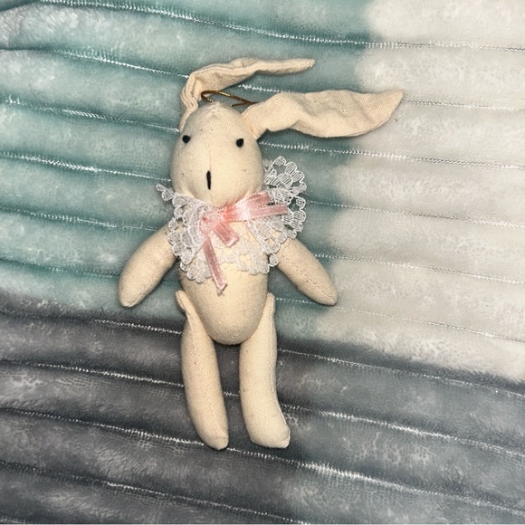 Easter Adorable Cream Bunny Plush with Pink Bow - Picture 1 of 3